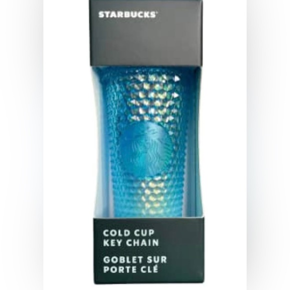 Starbucks Ombre Blue Studded Keychain Cup   Tumbler Aqua Splash Ornament New - Picture 1 of 6